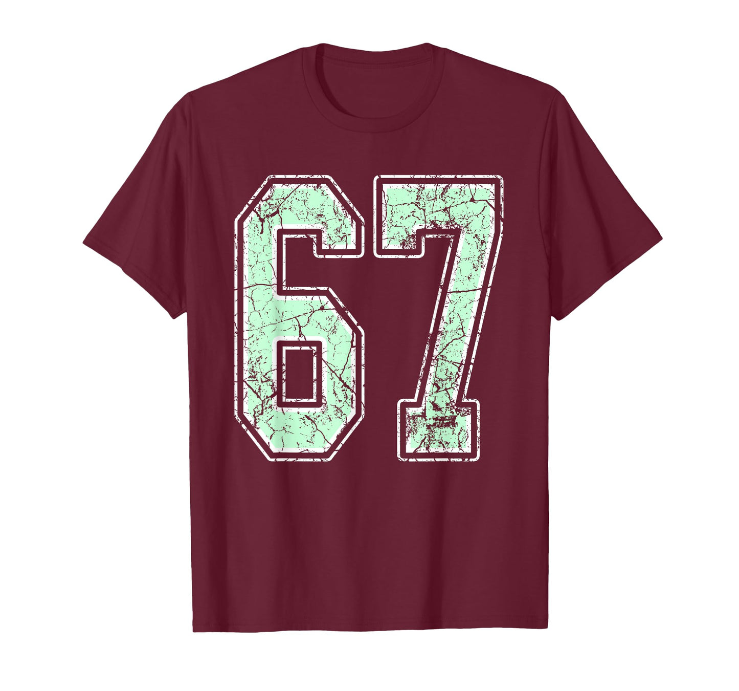 Mint Green White Sports Number 67 Jersey Uniform Player T-Shirt