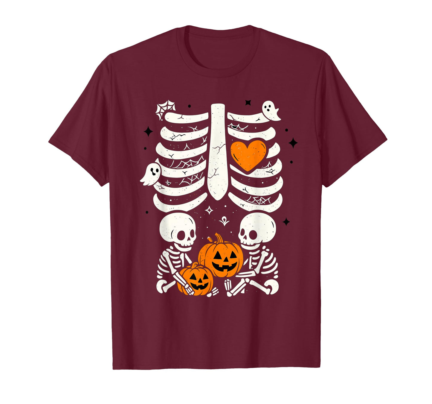 Skeleton Baby Twins Halloween Pregnancy Announcement Mom T-Shirt