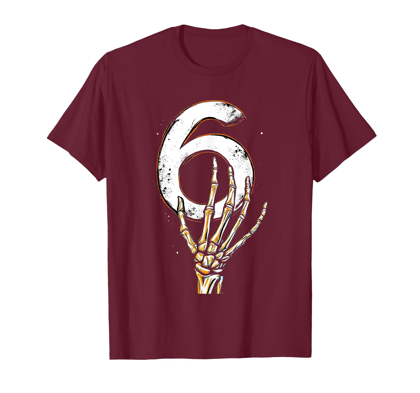 Skeleton Hand Holding Number 6 Matching 67 Halloween Horror T-Shirt