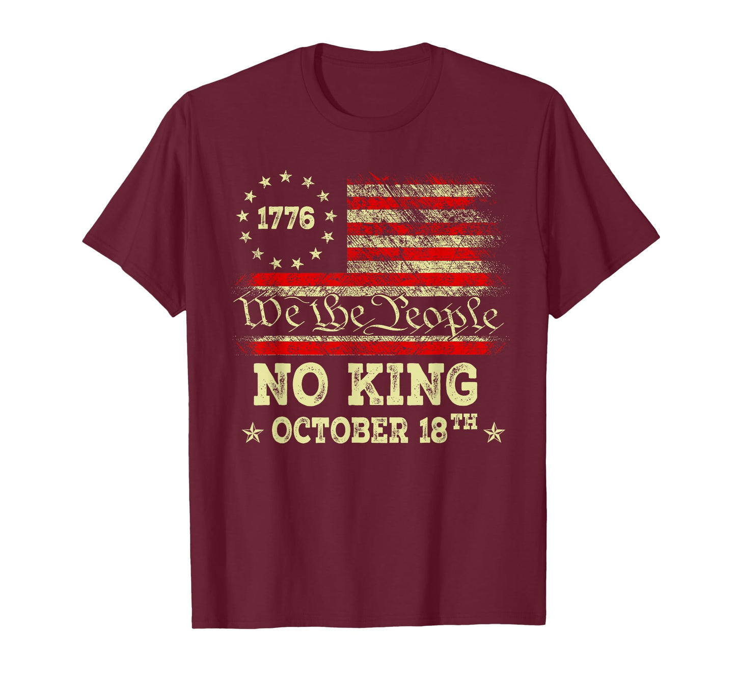 No Kings Shirt Vintage America Flag 1776 October 18 TH Shirt T-Shirt