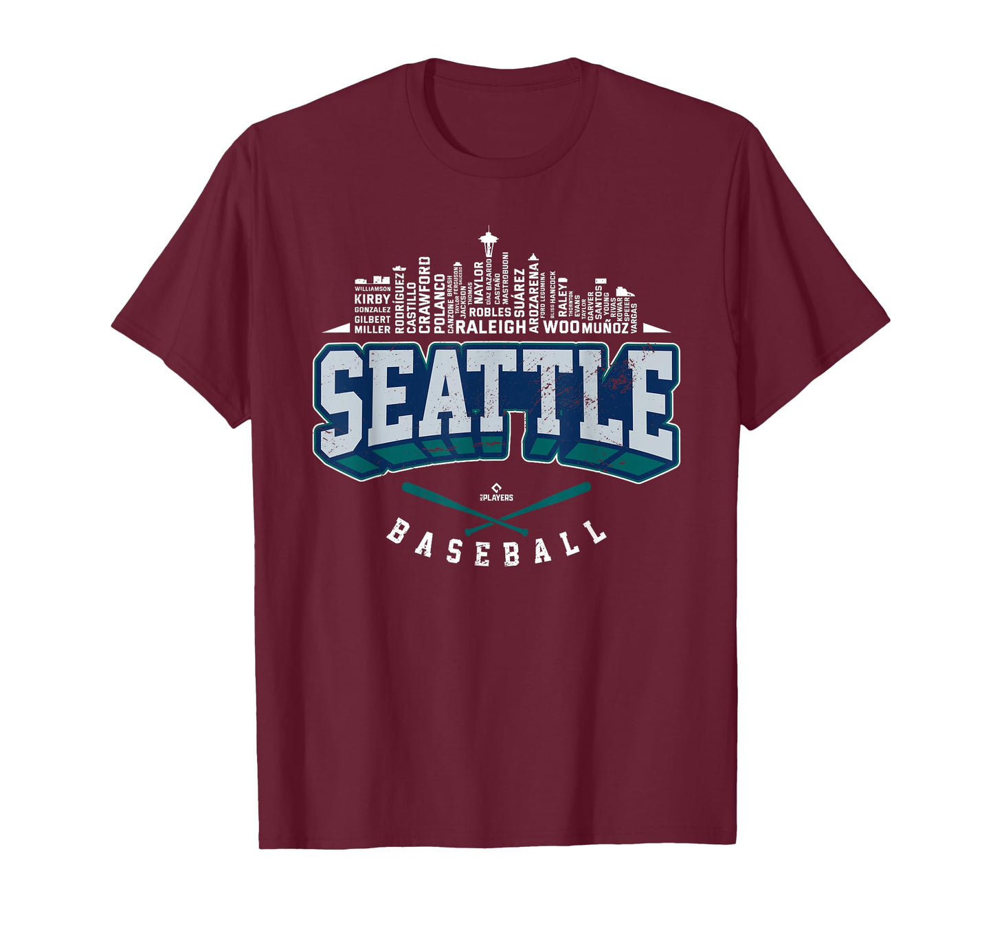 2025 Seattle Team Skyline Word Art Cal Raleigh MLBPA T-Shirt