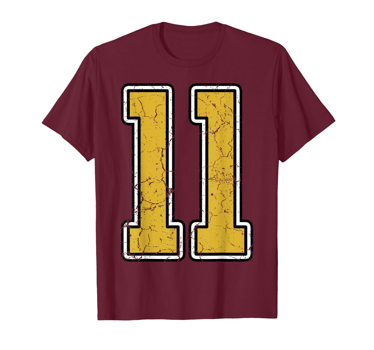Old Gold Black White Sports Number 11 Jersey Uniform Player T-Shirt