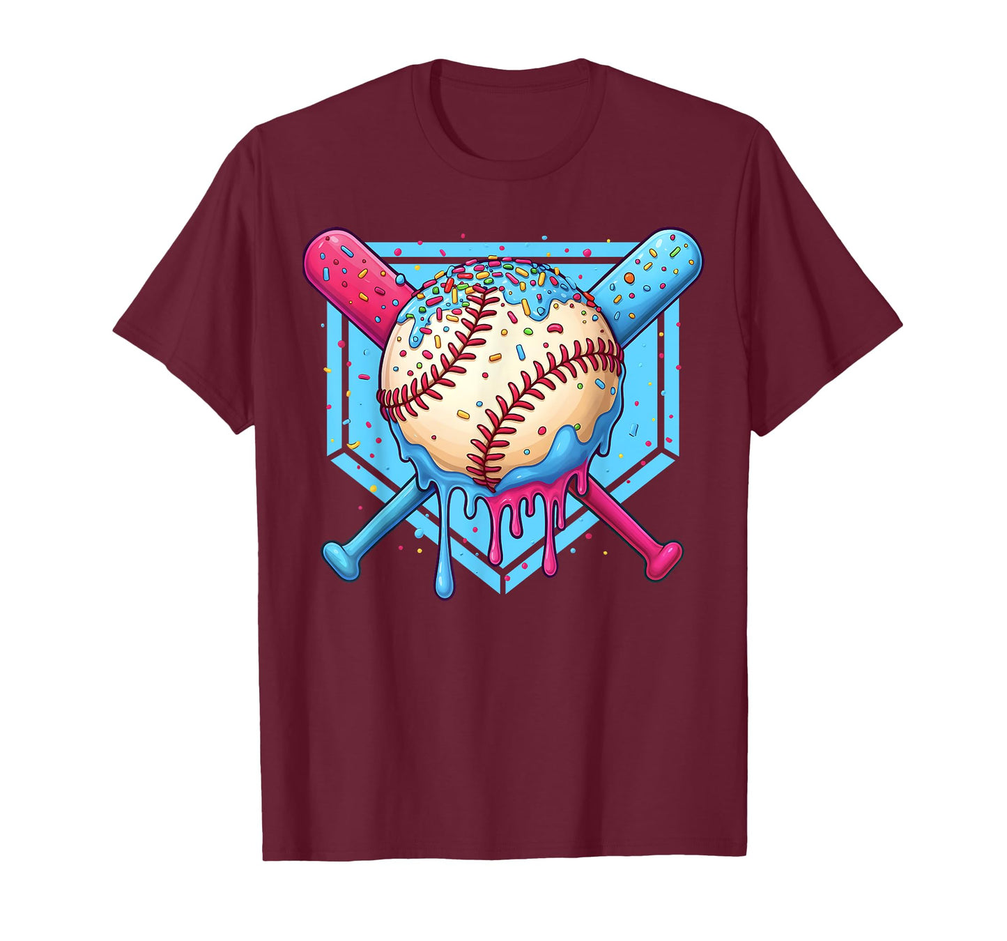 Baseball Drip Boys Home Plate Ice Cream Drip Youth Sports T-Shirt