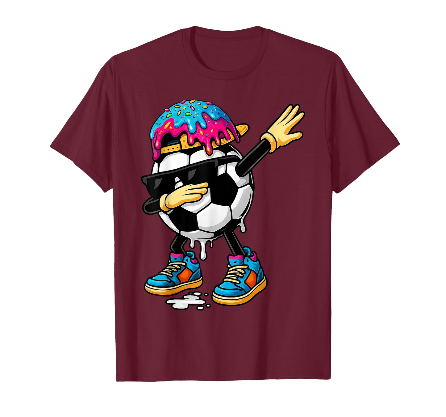 Dabbing Soccer Ice Cream Drip for Boys Funny Soccer Kids T-Shirt