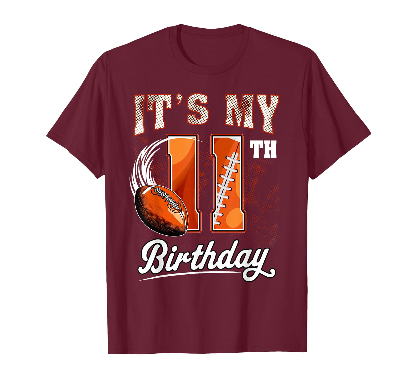 Kids 11 Year Old It's My 11th Birthday Football Themed Party T-Shirt