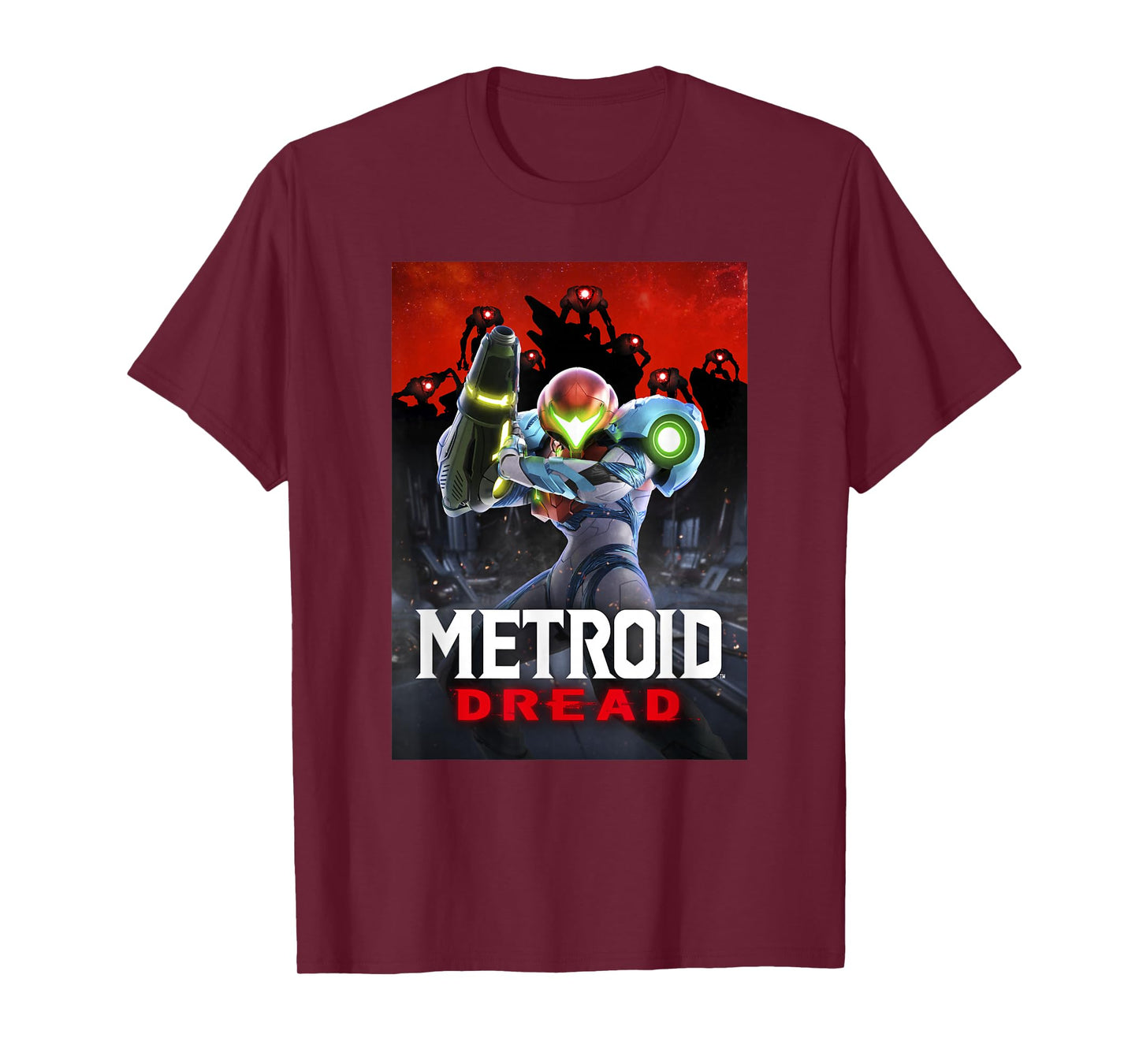 Metroid Dread Samus Surrounded Red Planet Battle Poster T-Shirt