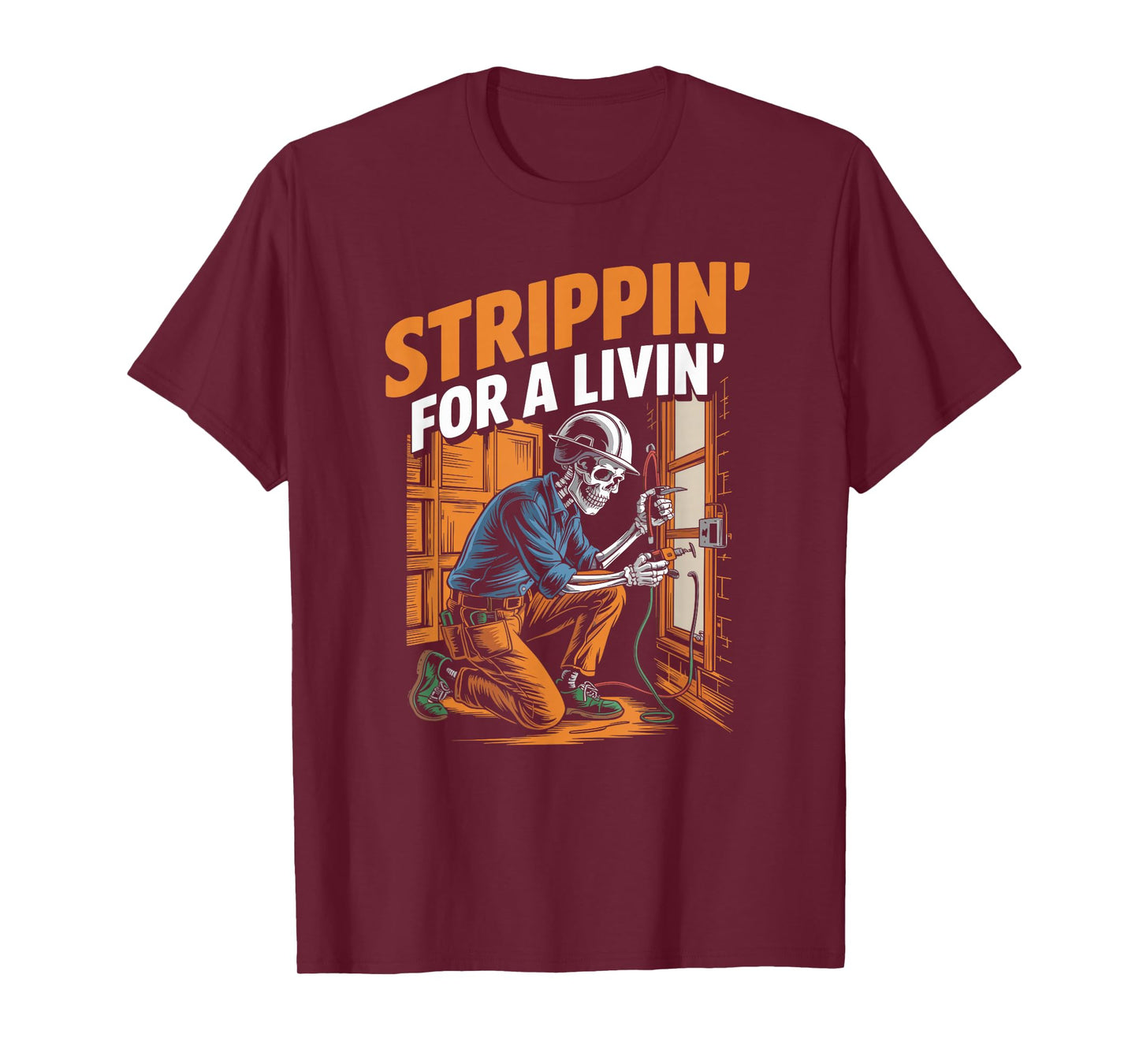 Trippin' For A Livin' Funny Skeleton Electrician Lover T-Shirt