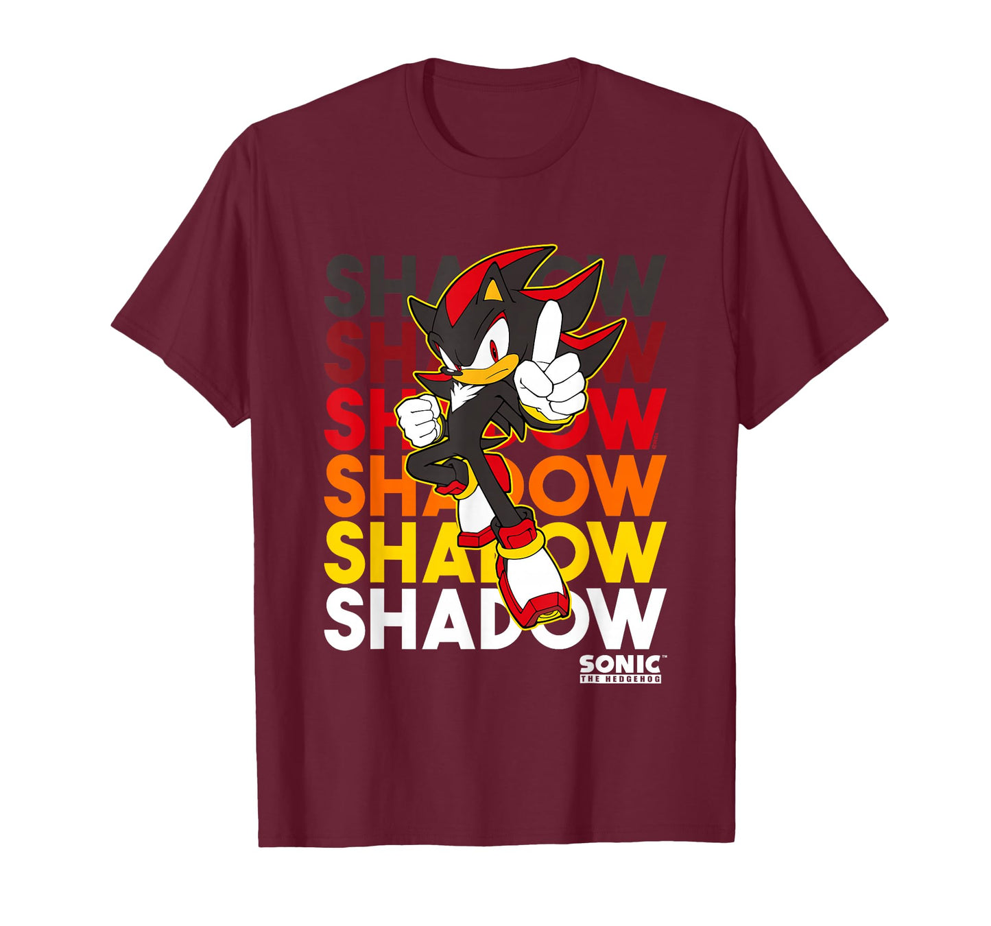 Sonic The Hedgehog Shadow Stacked Text Cool Logo T-Shirt