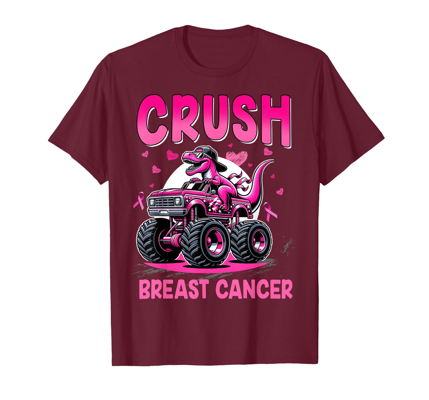 Crush Breast Cancer Awareness Monster Truck Toddler Boy Kids T-Shirt