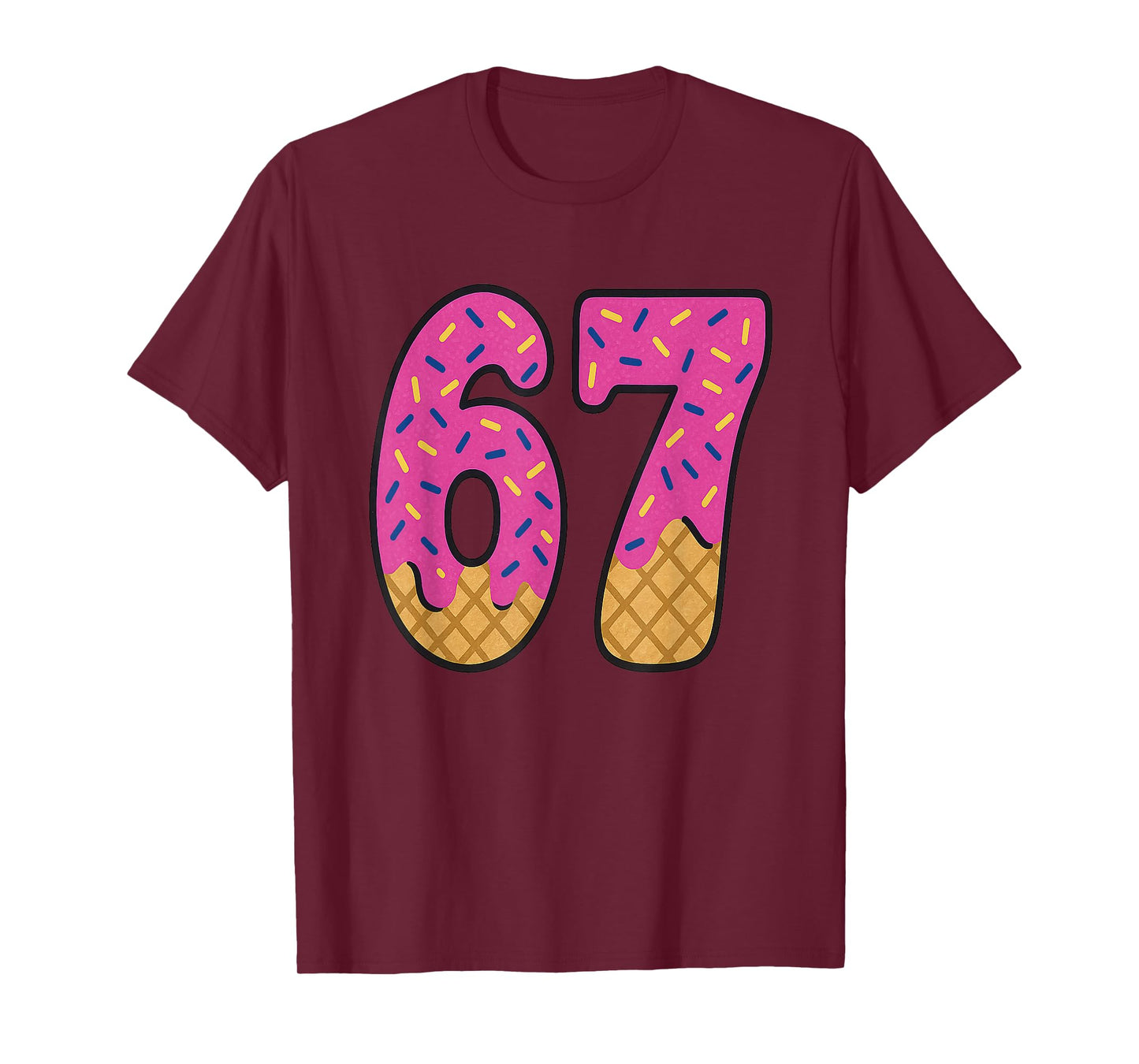 67 Ice Cream Drip Meme Six Seven Waffle Teen Kid Slang T-Shirt
