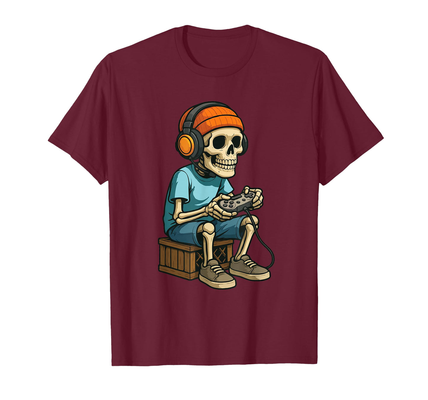 Halloween Skeleton Gamer Video Gaming for Boys Men Kids T-Shirt