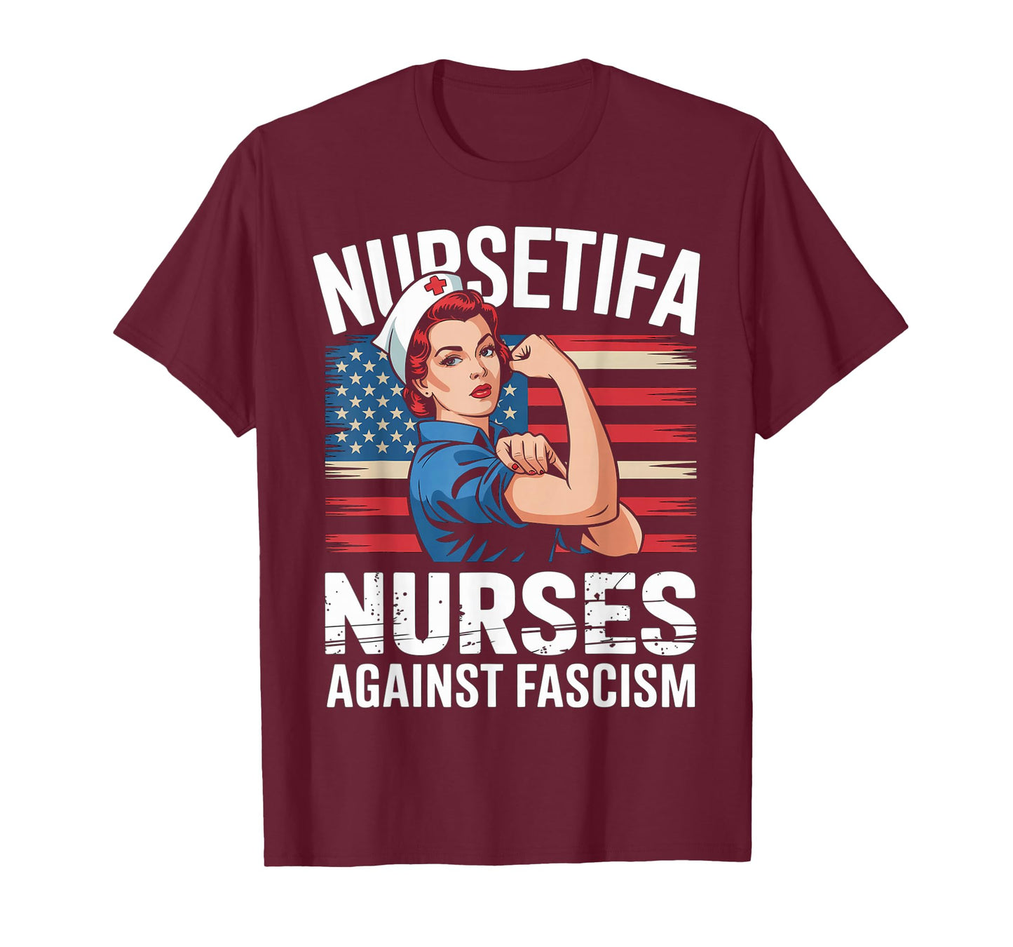 Nursetifa Nurse Against Fascism Flag Resist No Kings LPN RN T-Shirt