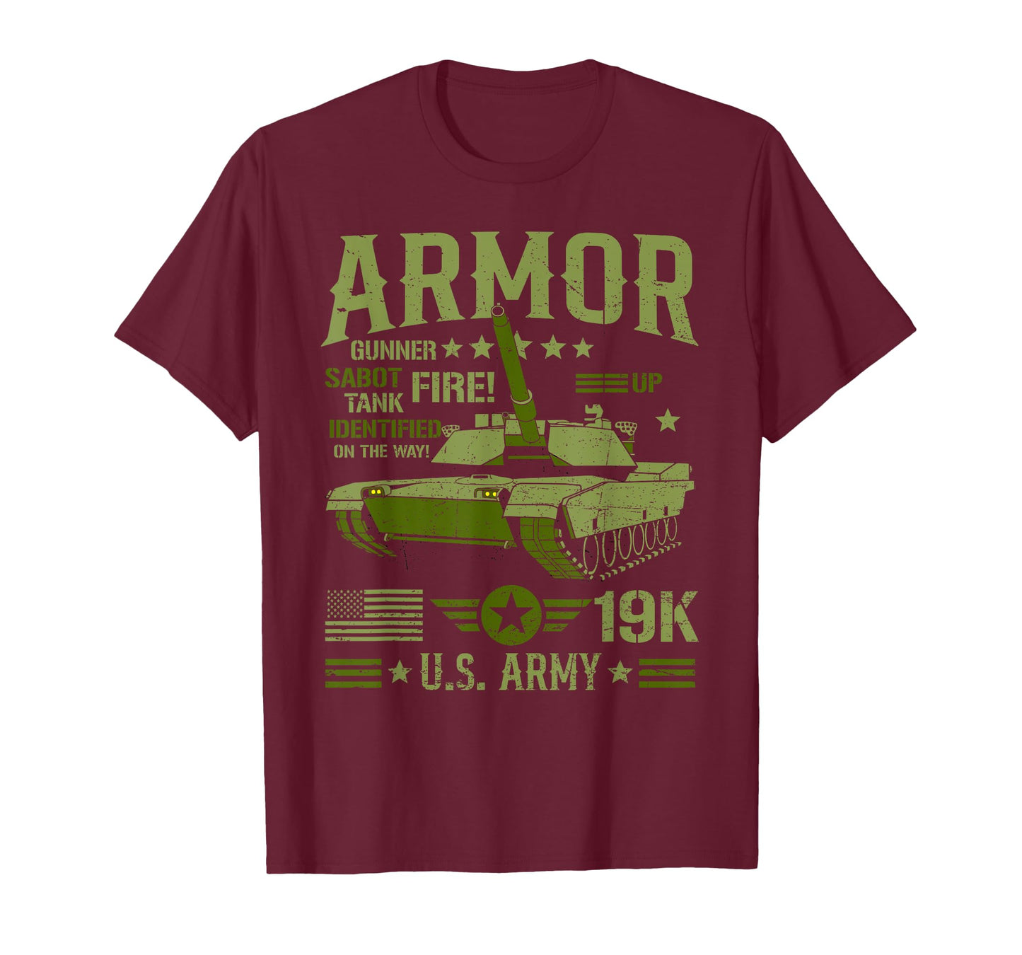 Armor Of US Military M1 Abrams Battle Tank 19K Tanker T-Shirt