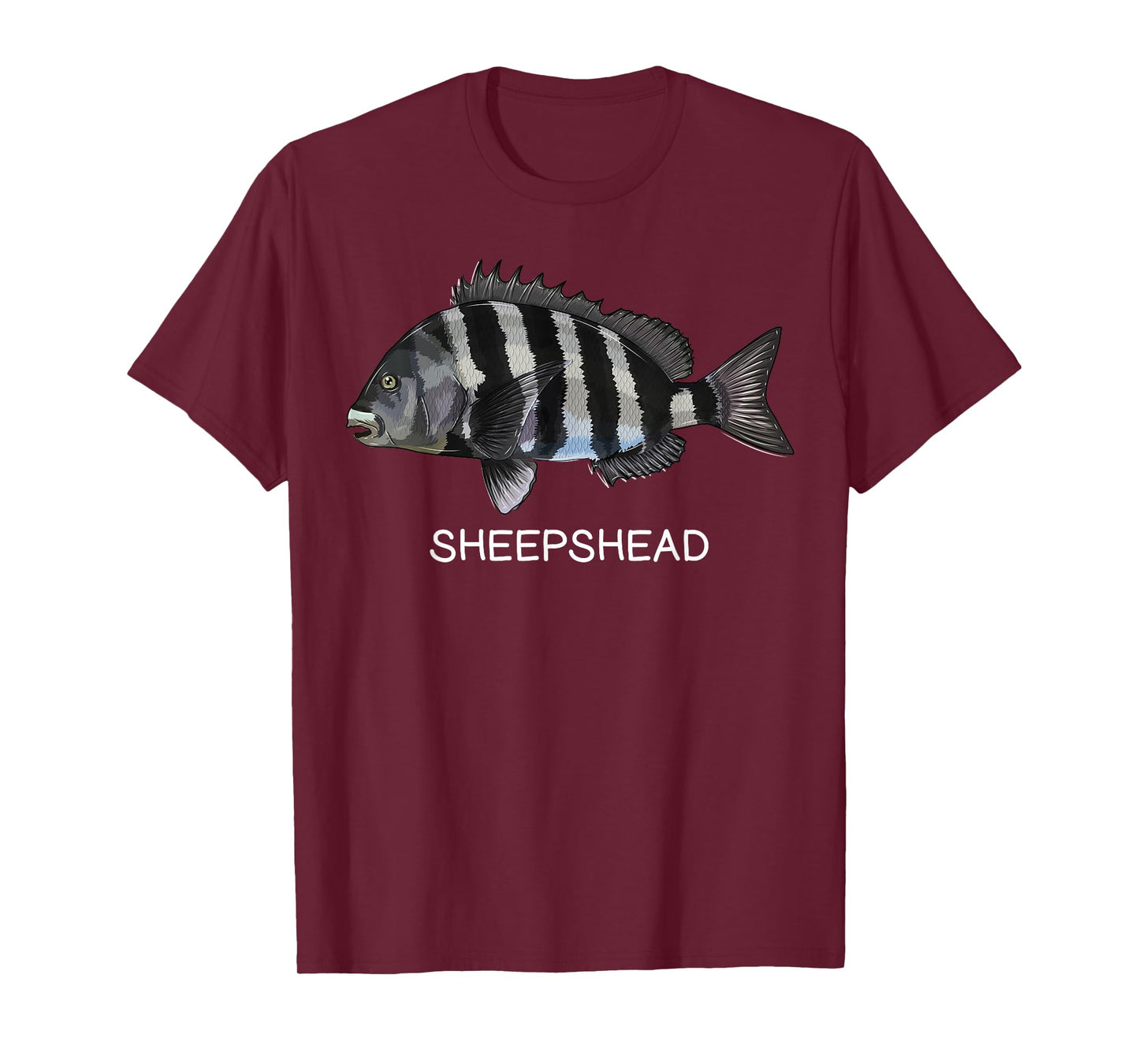 Sheepshead Gift Co. Sheepshead Saltwater Game Fish T-Shirt - Boys, Fishing Enthusiasts - Unisex - Short Sleeve - Black - Small - Classic Fit - Cotton, Polyester Blend