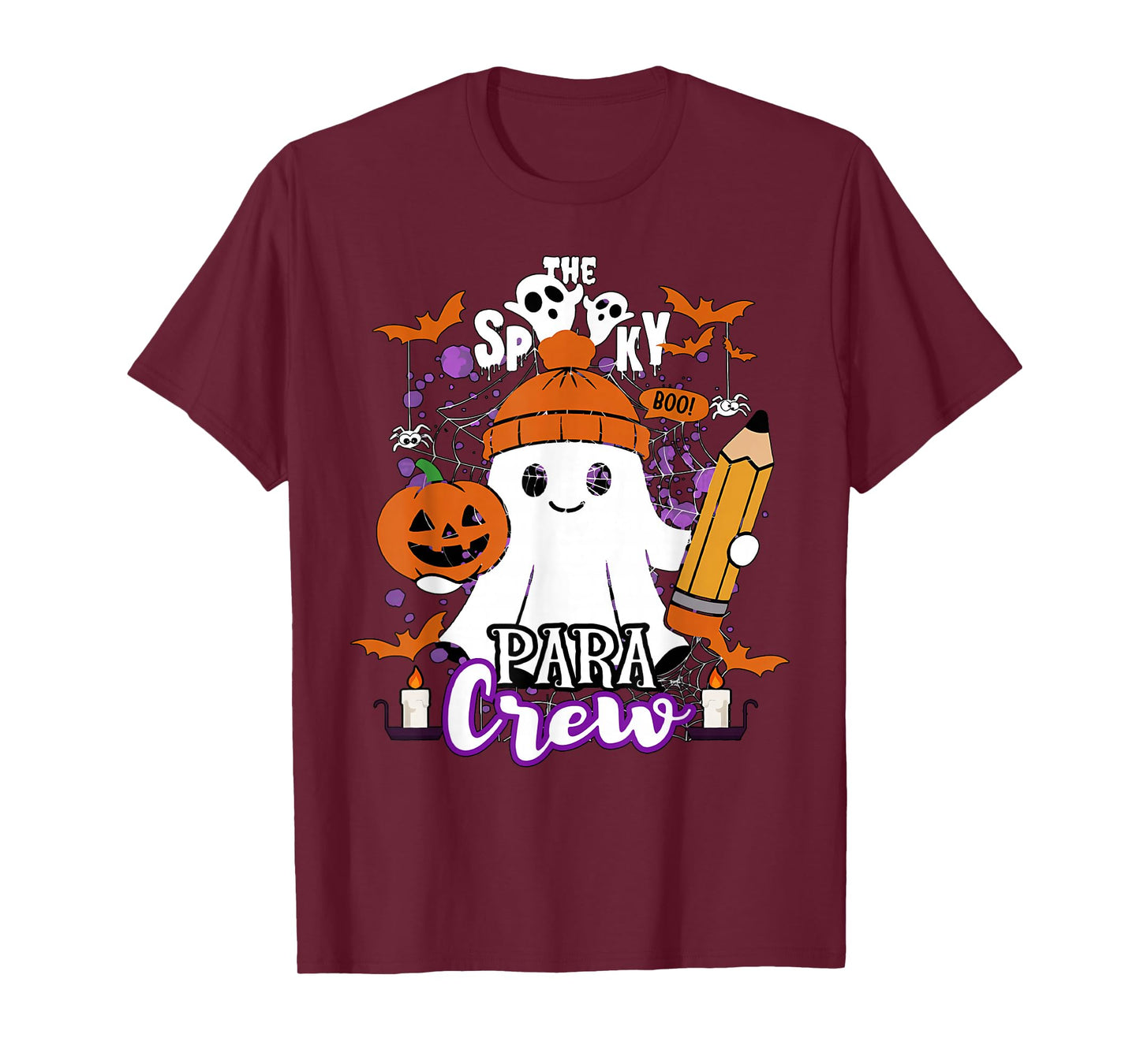 Spooky para Crew Ghost Halloween Paraprofessional Teacher T-Shirt
