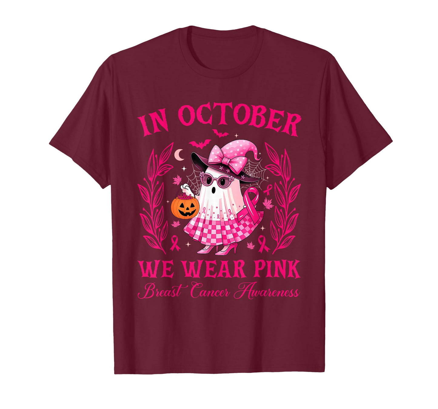 in October, we wear Pink Hallowen for Women Cute T-Shirt