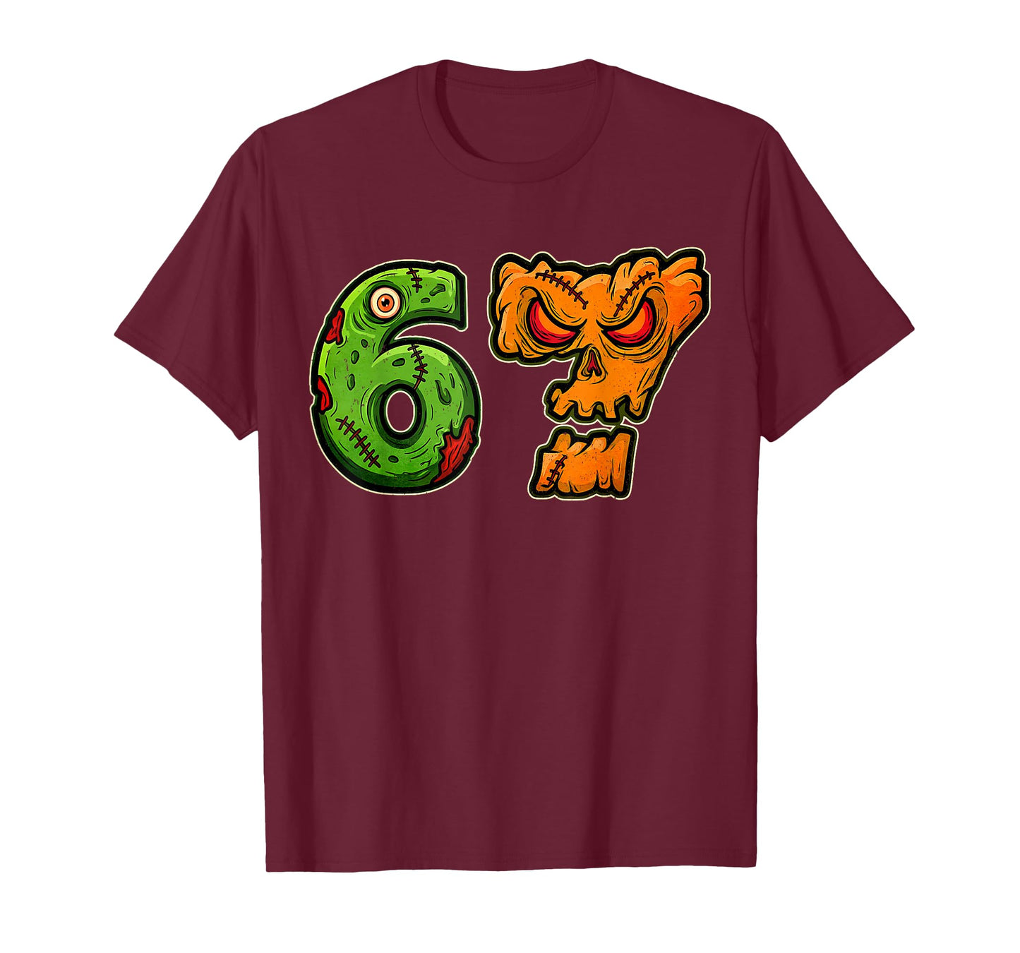 67 Zombie Pumpkin Six Seven Halloween Meme Costume T-Shirt