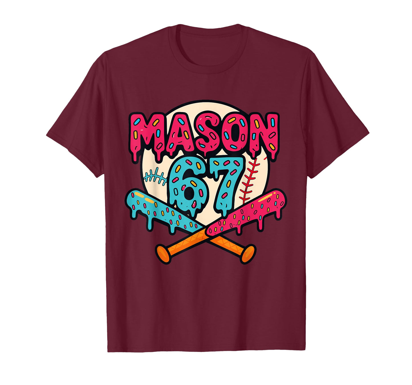 Mason 67 Funny Ice Cream Drip Baseball Meme Graphics T-Shirt
