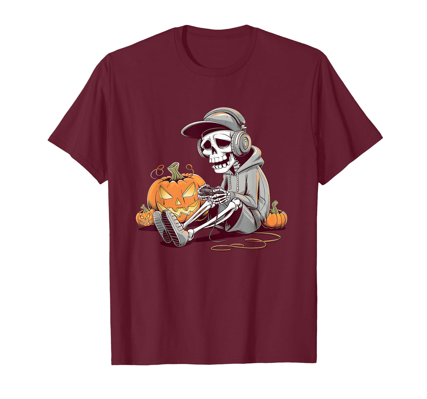 Halloween Skeleton Gamer Video Gaming Boys Men Kids Tees T-Shirt