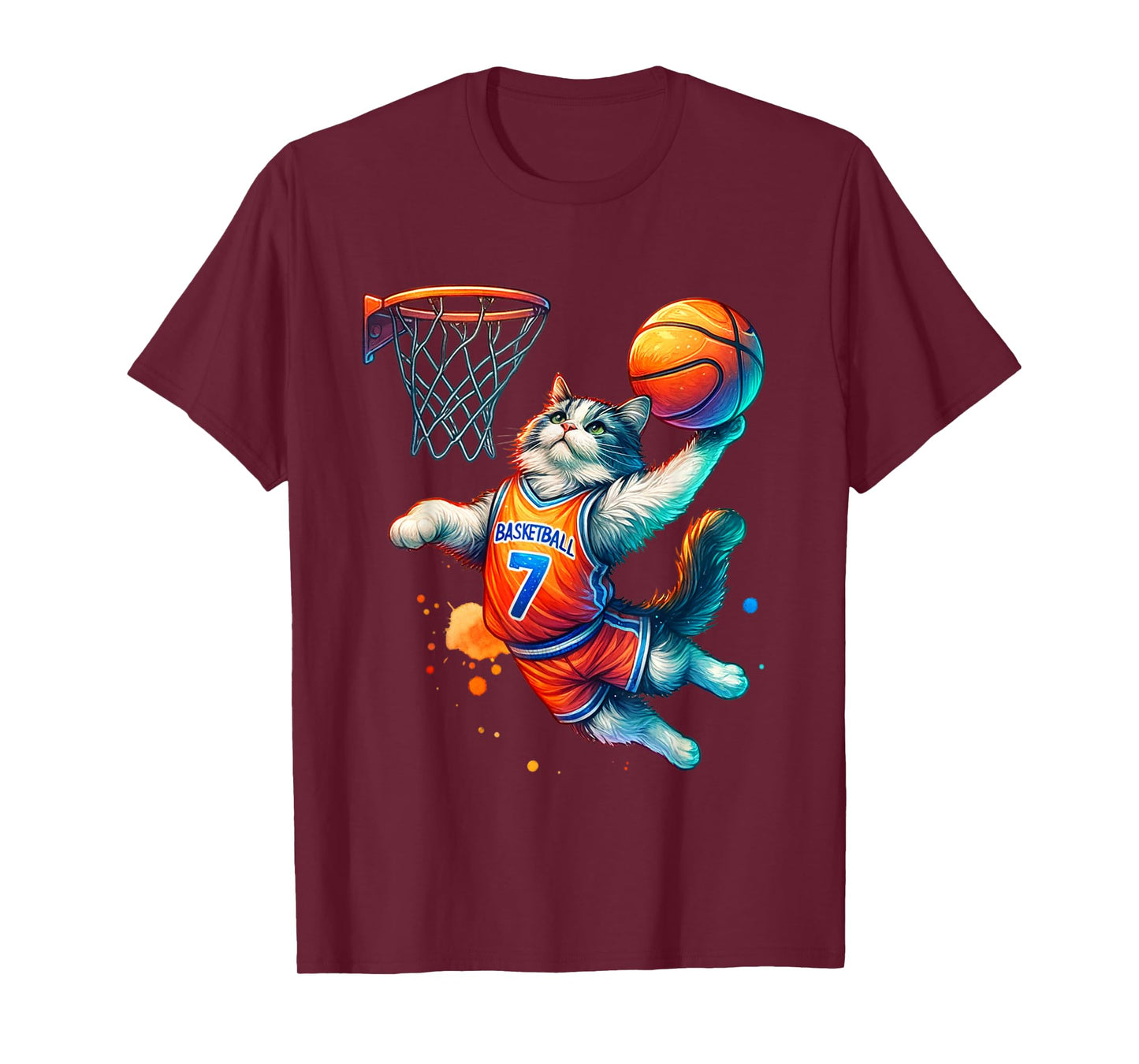 Cat Basketball Youth Player Hoop Slam Design Cat lovers T-Shirt