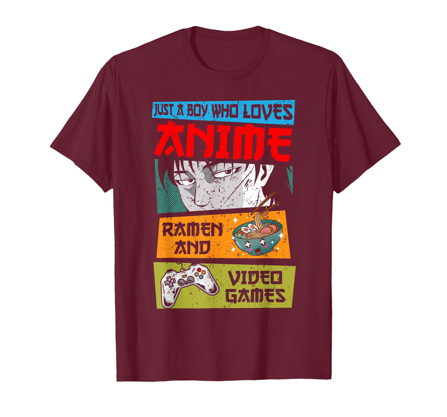 Just A Boy Who Loves Anime Ramen and Video Games, Gaming T-Shirt