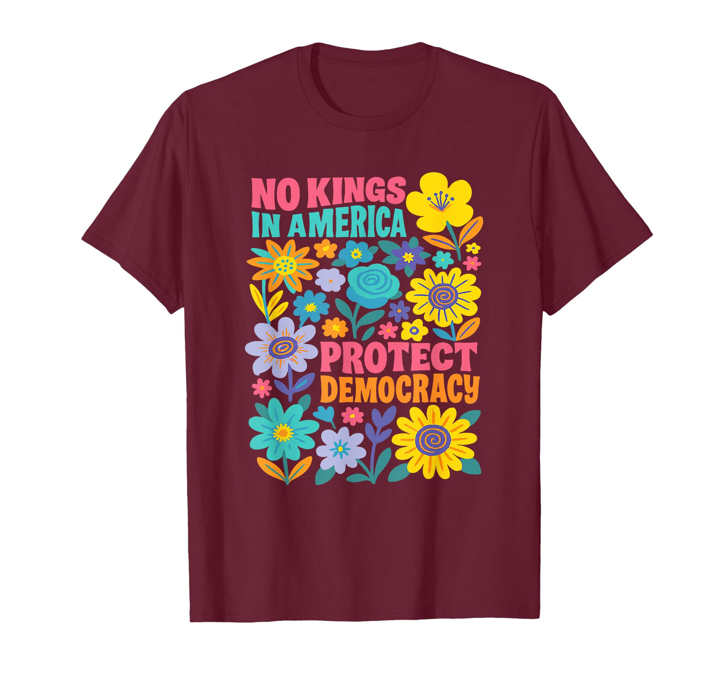 No Kings in America We The People Retro Boho Floral lovers T-Shirt