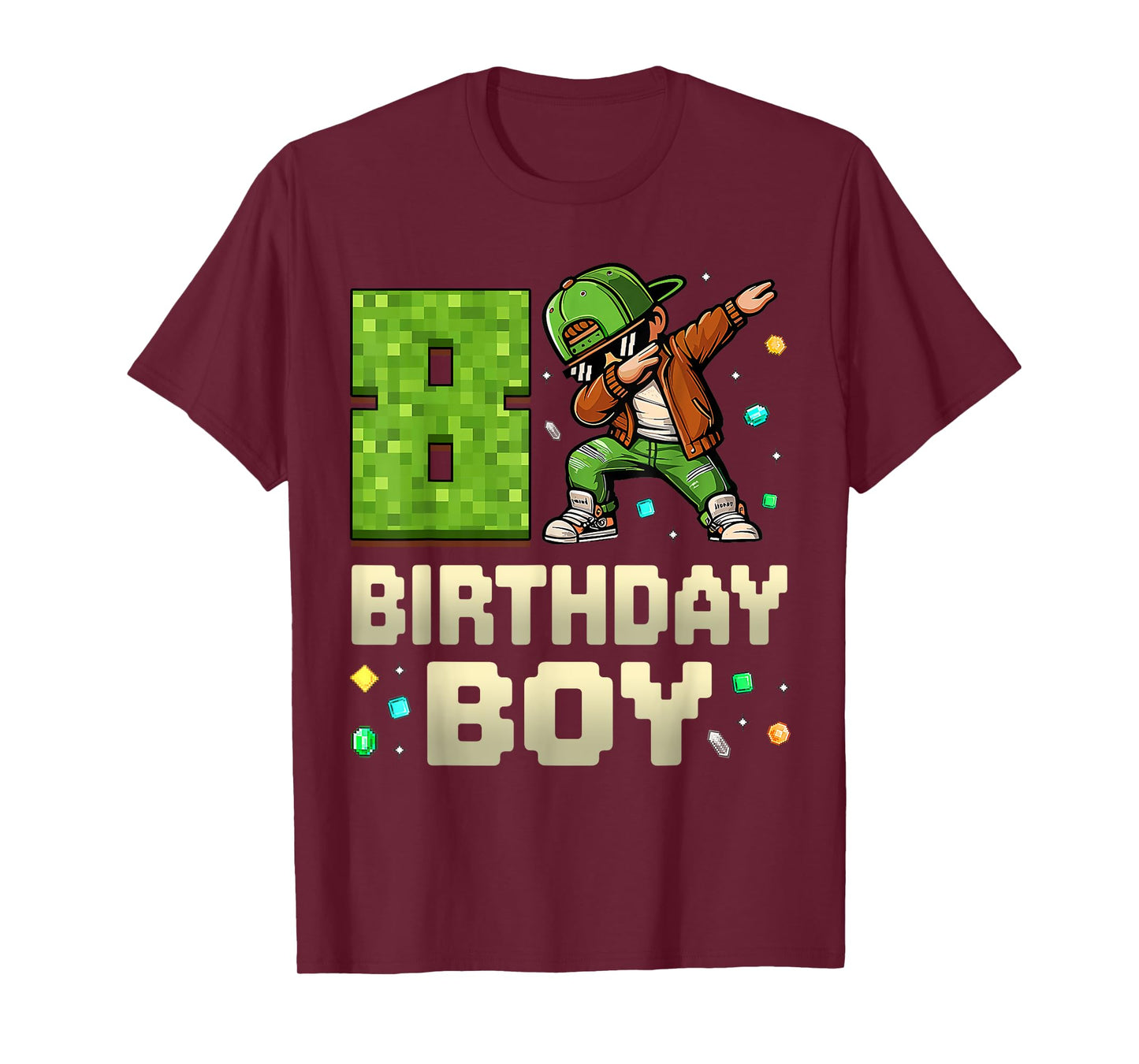 8 Years Birthday Boy 8th Dabbing Boy Game Video Pixel T-Shirt