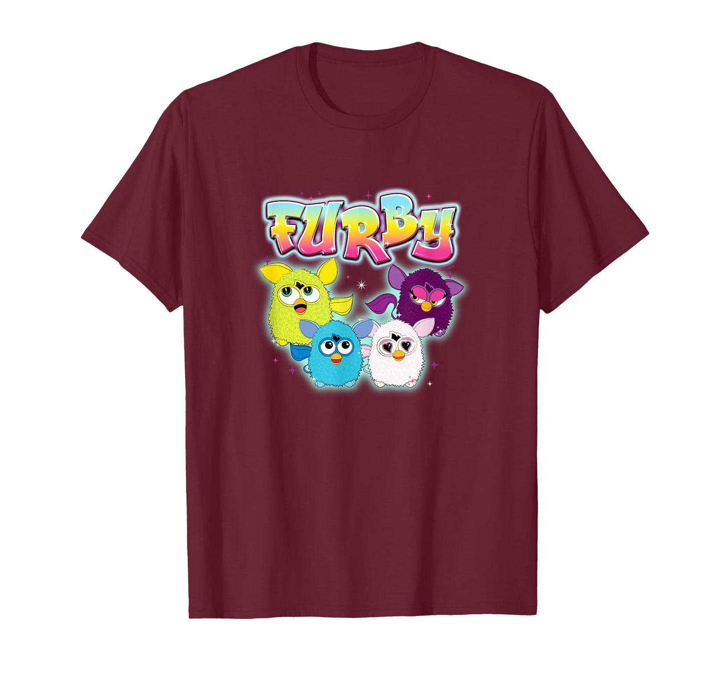 Furby Vintage Neon Rainbow Graffiti Style Group Poster T-Shirt