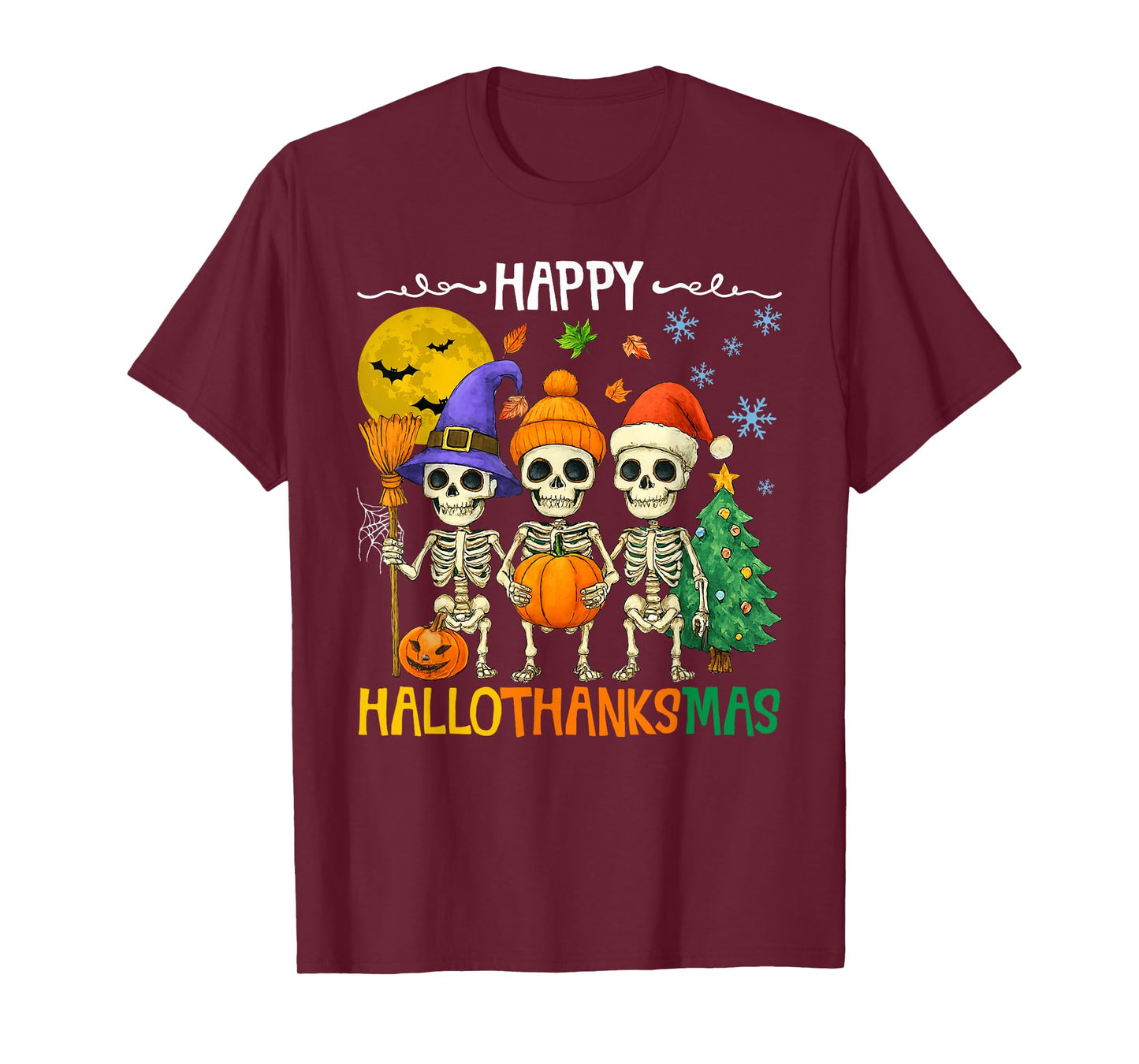 Happy Hallothanksmas Skeleton Meme Funny Holiday Mashup T-Shirt