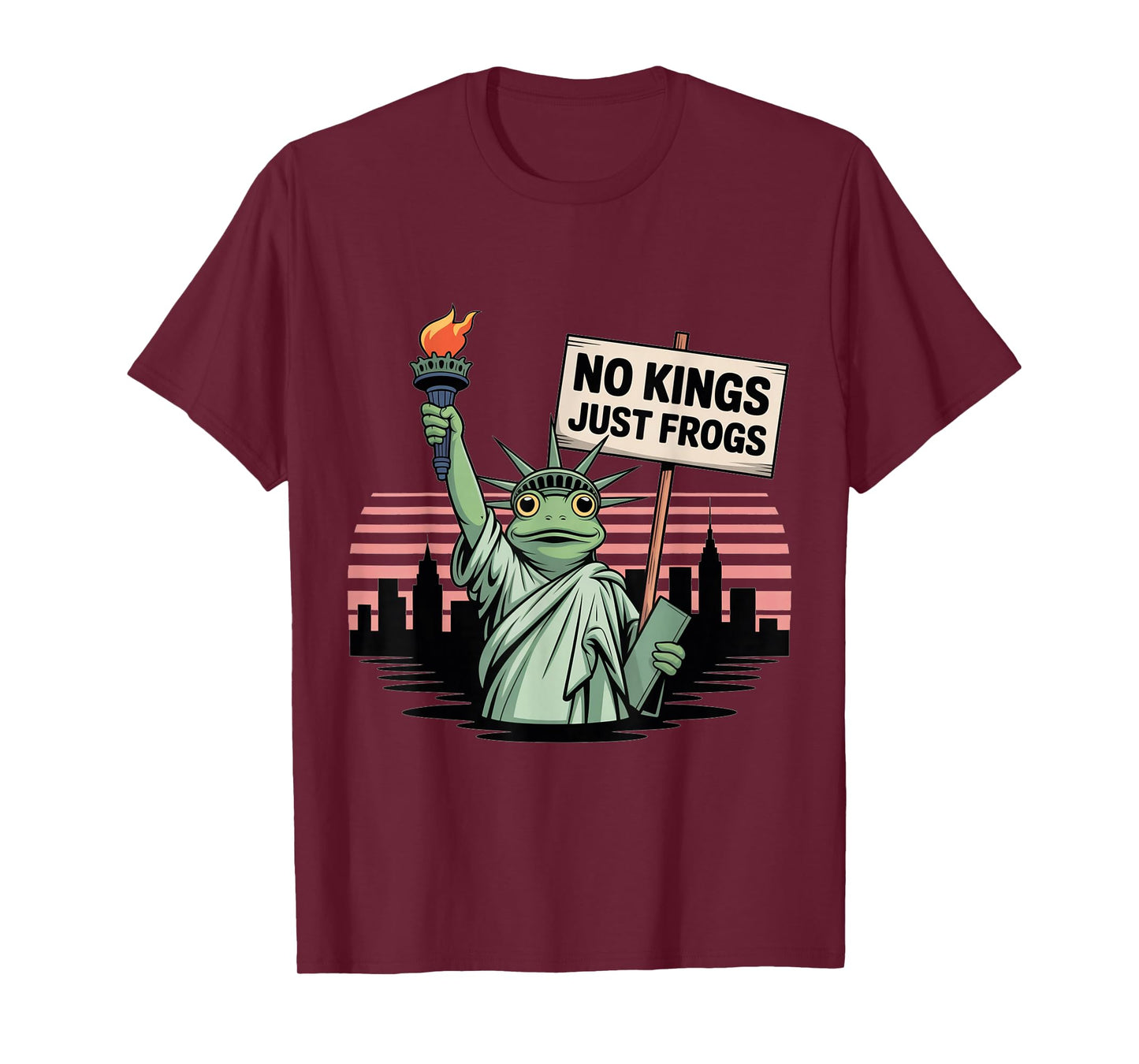 No Kings Just Frogs Statue of Liberty Frog Protest Freedom T-Shirt