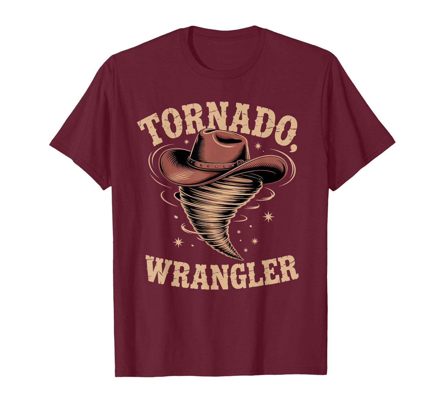 Tornado Wrangler Bold Western Cowboy Graphic Design Vintage T-Shirt