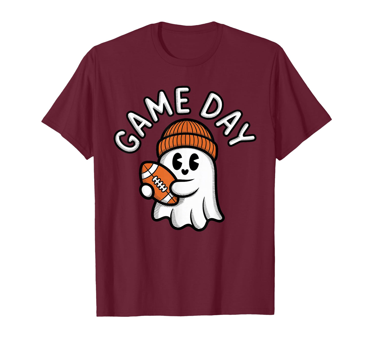 Halloween Football Player Toddler Boys Kids Ghost Game Day T-Shirt
