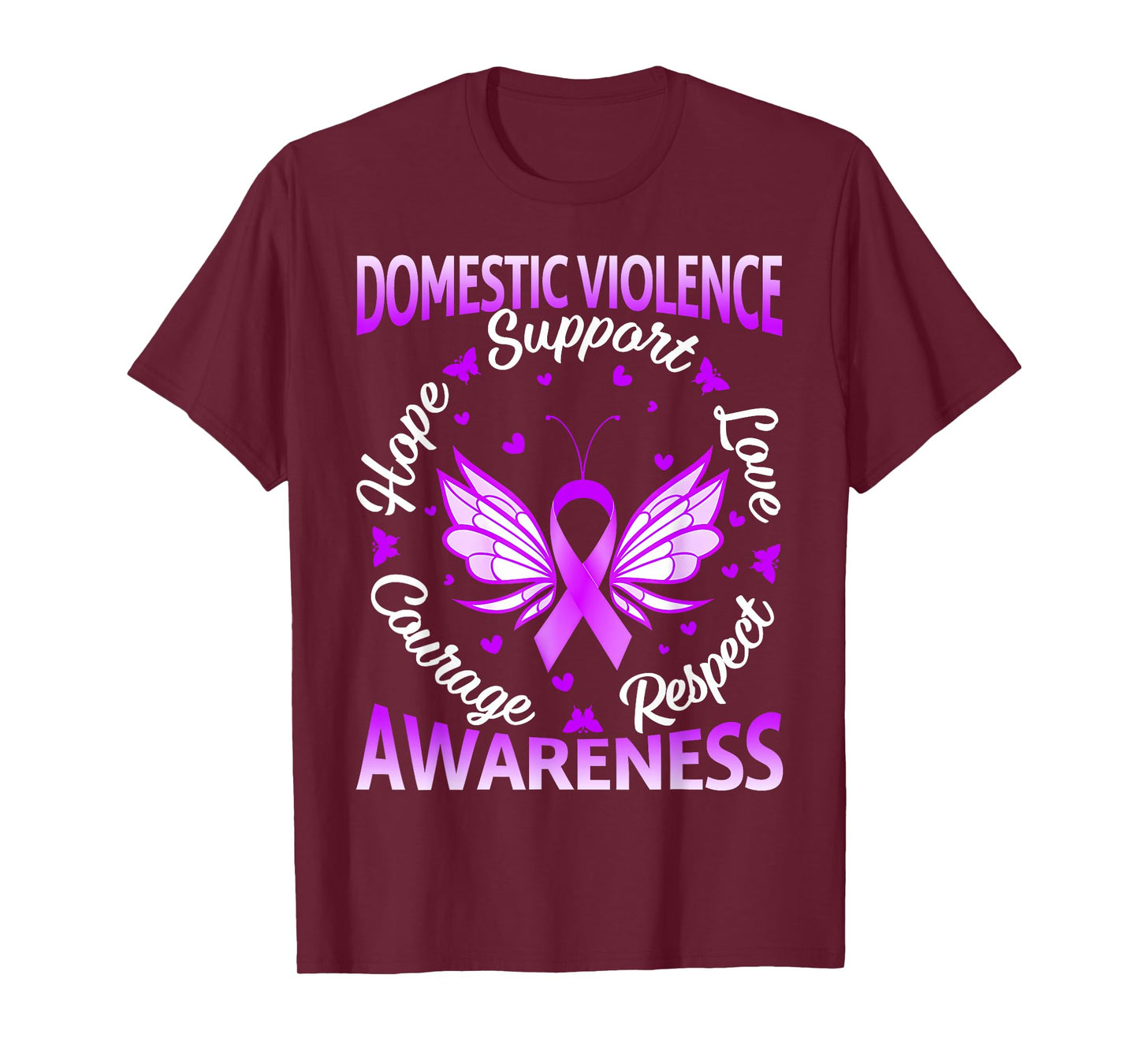 Domestic Violence Awareness Love Support Purple Butterflies T-Shirt