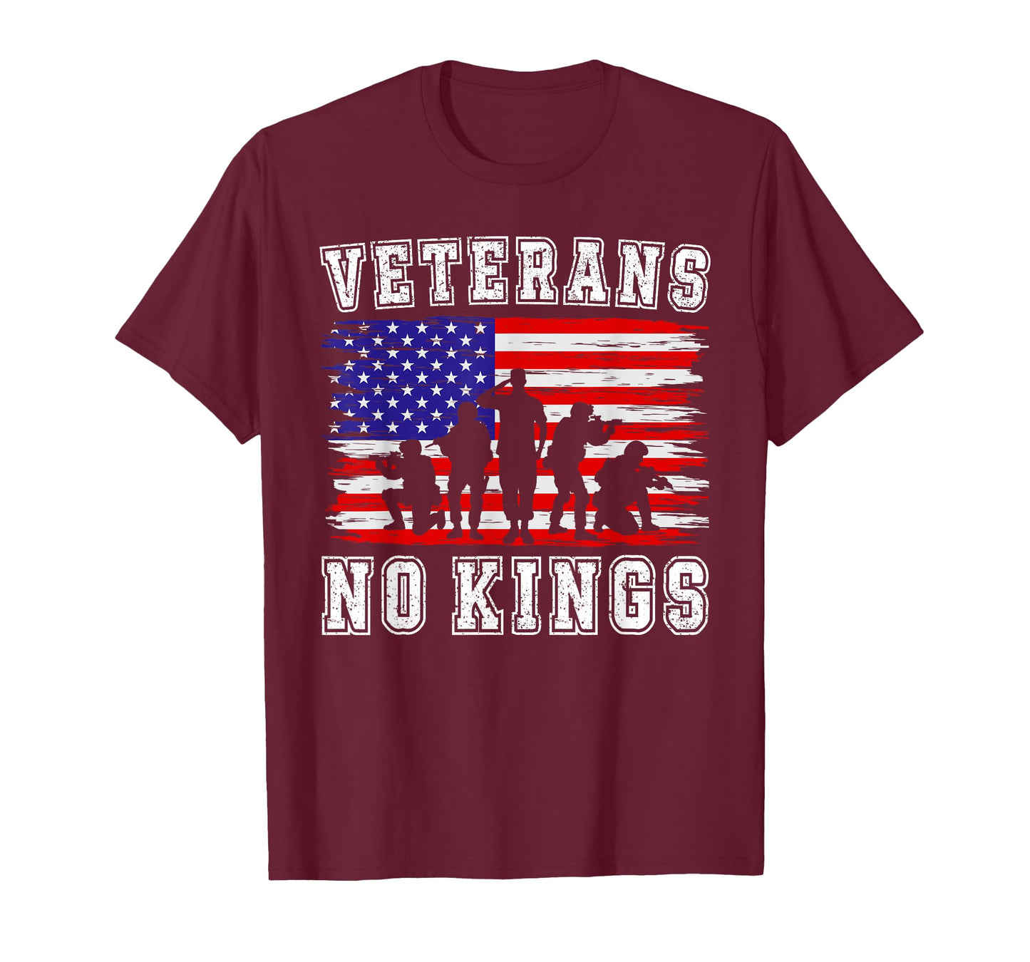 No Kings Veterans Patriotic American Flag Veterans Day Retro T-Shirt