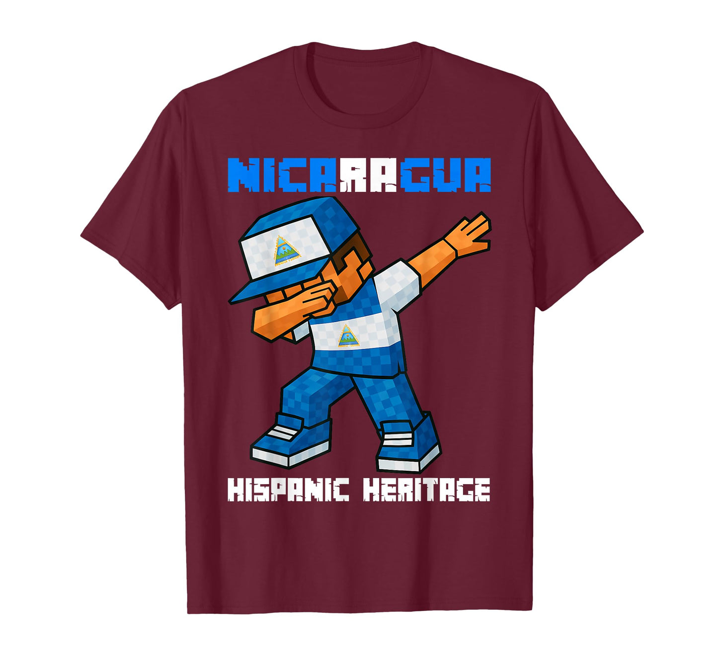 Nicaragua Dab Boys Game Pixel Hispanic Heritage Nicaraguan T-Shirt