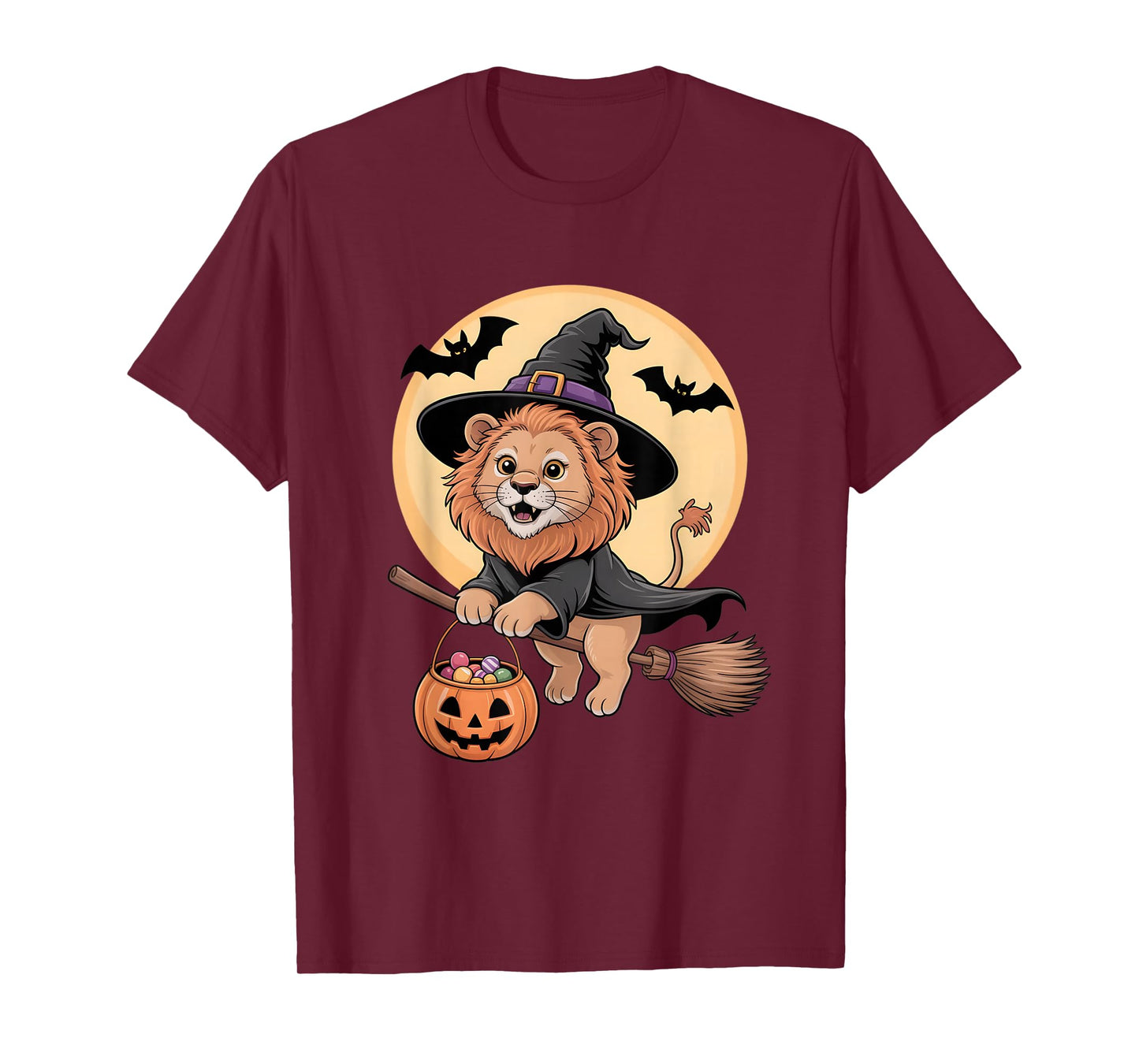 Lion Witch Hat Pumpkin Halloween Costume Men Women Kids T-Shirt