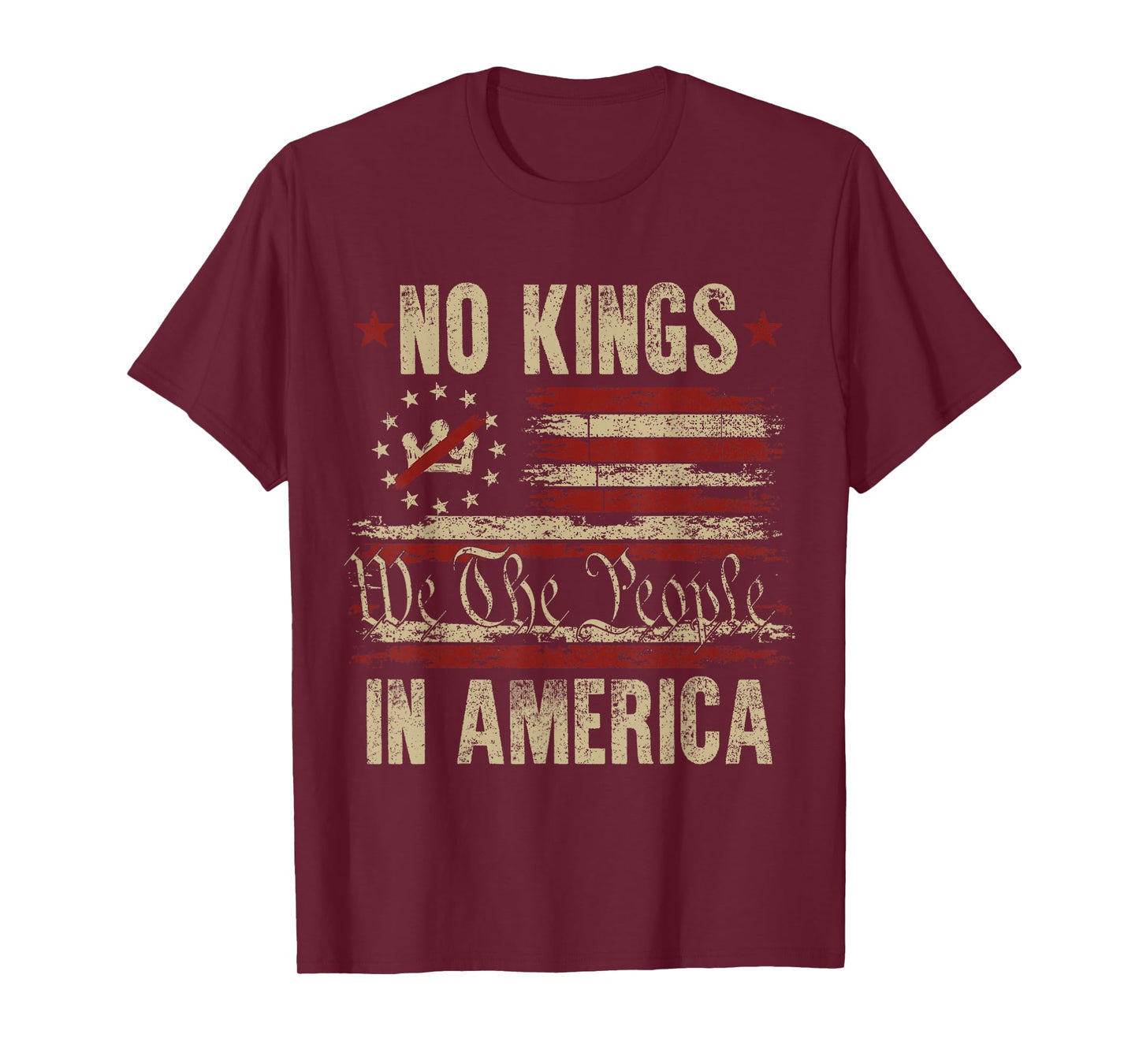 No Kings in American Vintage USA Flag No Kings T-Shirt