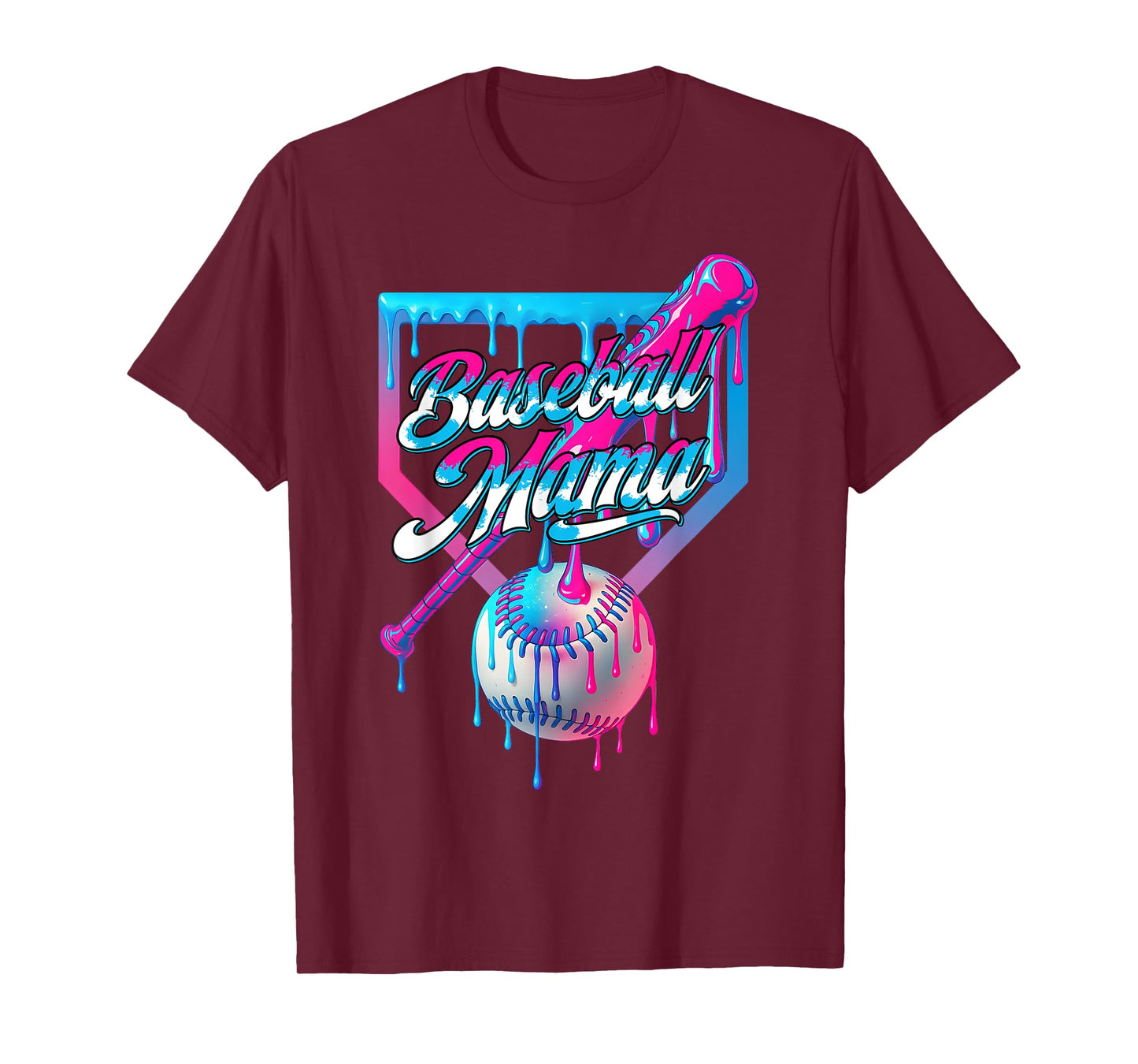 Funny Mama Mom Mothers Day Baseball Ice Cream Drip Birthday T-Shirt