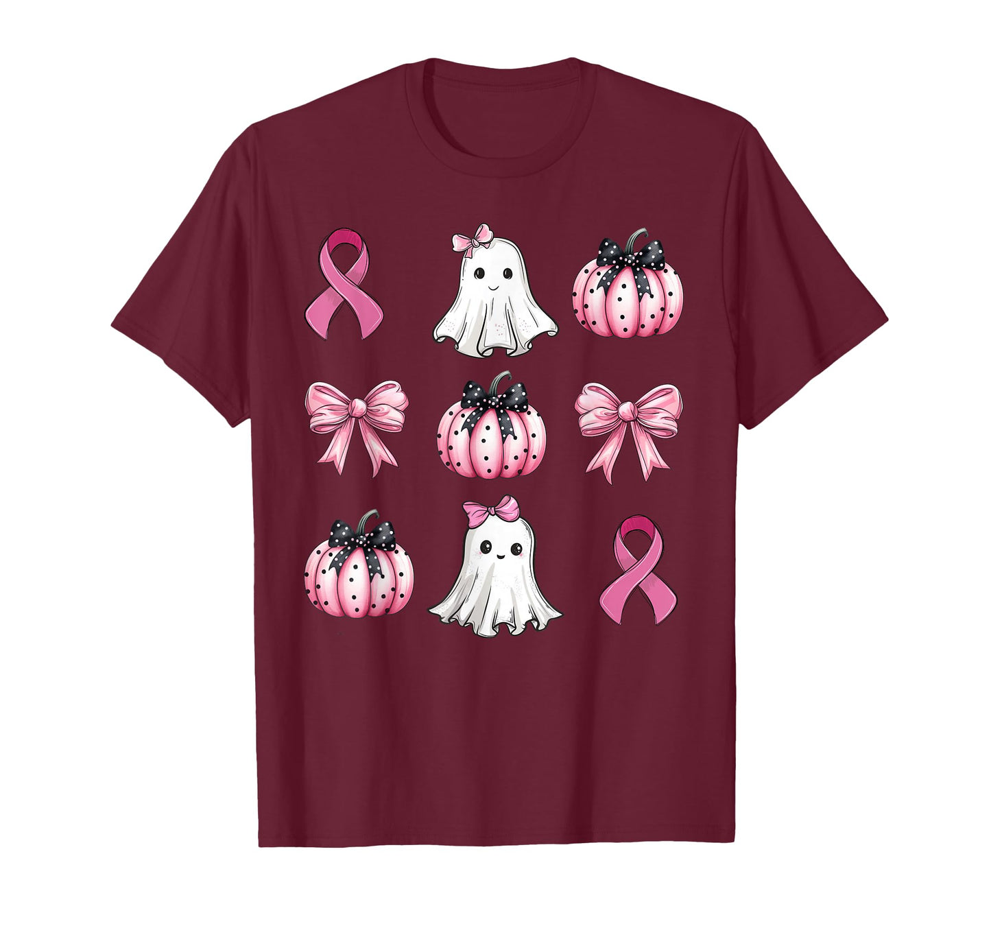 Breast Cancer Awareness Coquette Pink Pumpkin Ribbon Women's T-Shirt
