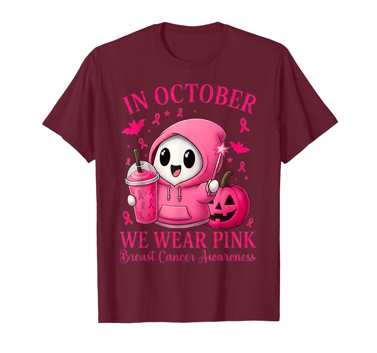 Breast Cancer Halloween Women in October We Wear Pink T-Shirt
