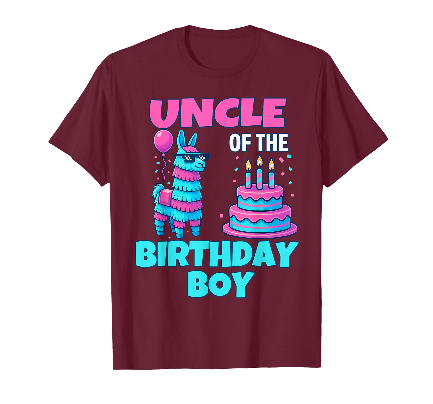 Uncle of Birthday Boy Llama Pinata Party family mathing men T-Shirt