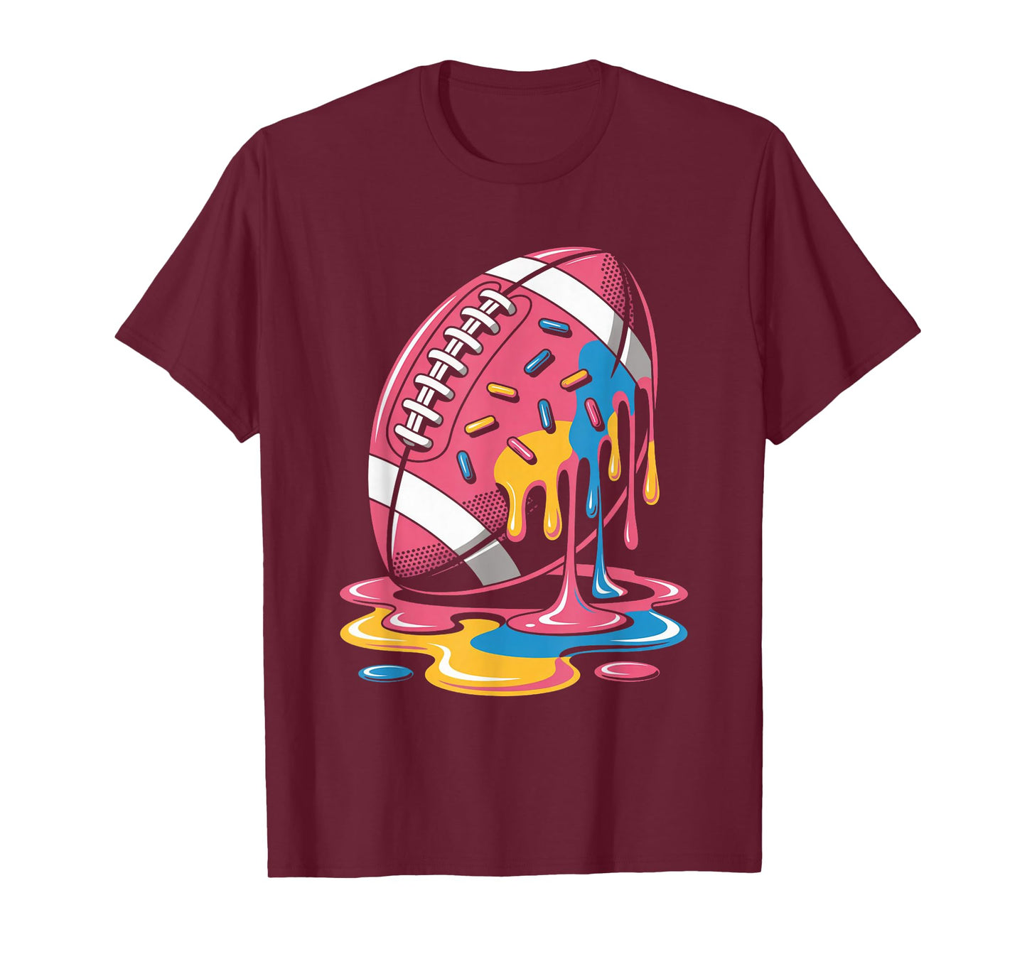 Football Drip Ice Cream Drip Boys for Lineman WR QB RB Men T-Shirt