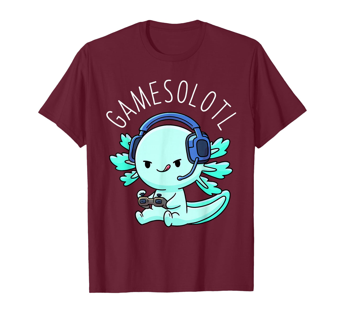 Otaku Lifestyle Threads Shirt Co. Gamesolotl Axolotl Gamer Anime Gifts Kawaii Boys Girls T-Shirt, Black