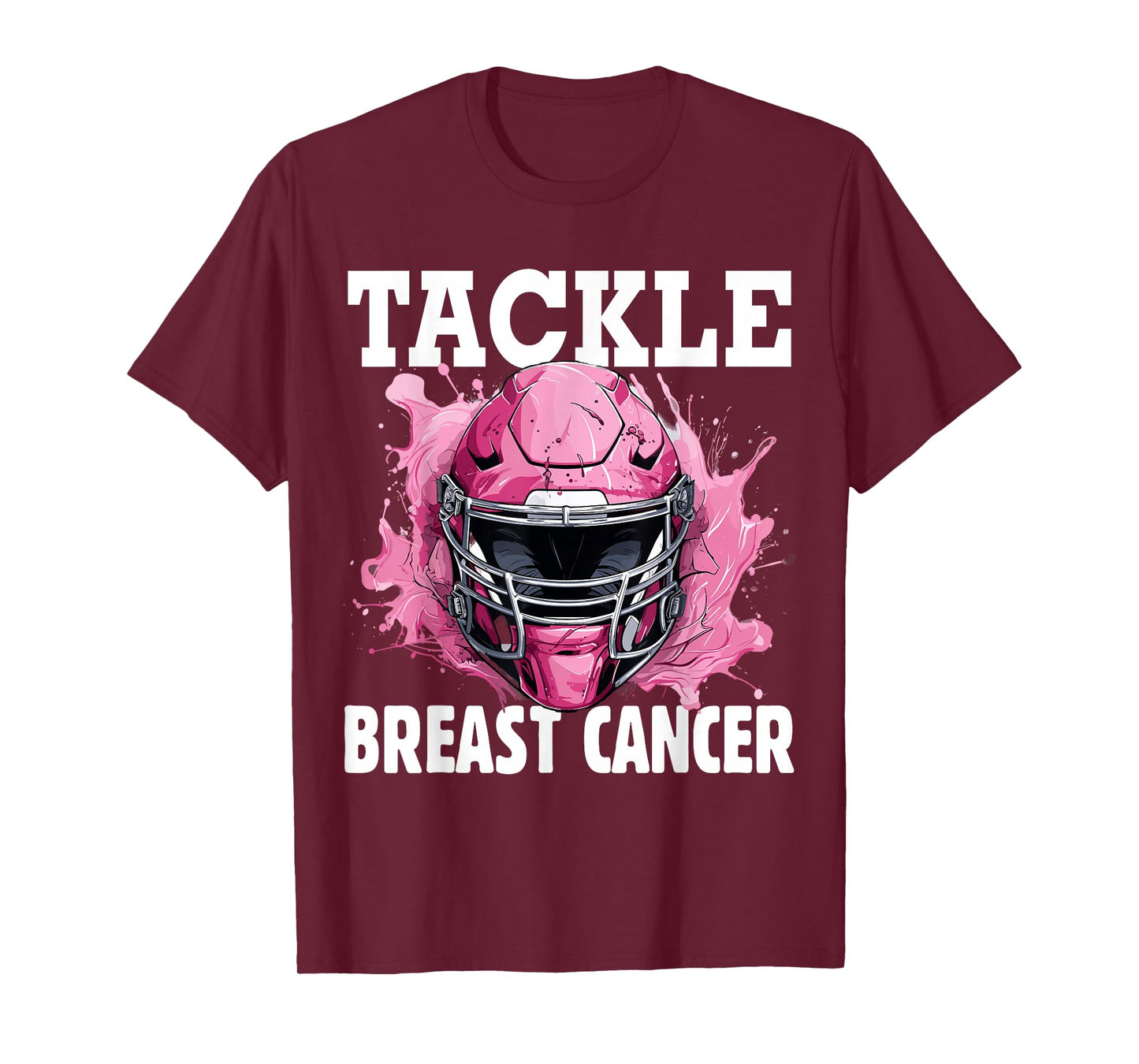 Tackle Football Breast Cancer Awareness Pink Ribbon Boys Kid T-Shirt