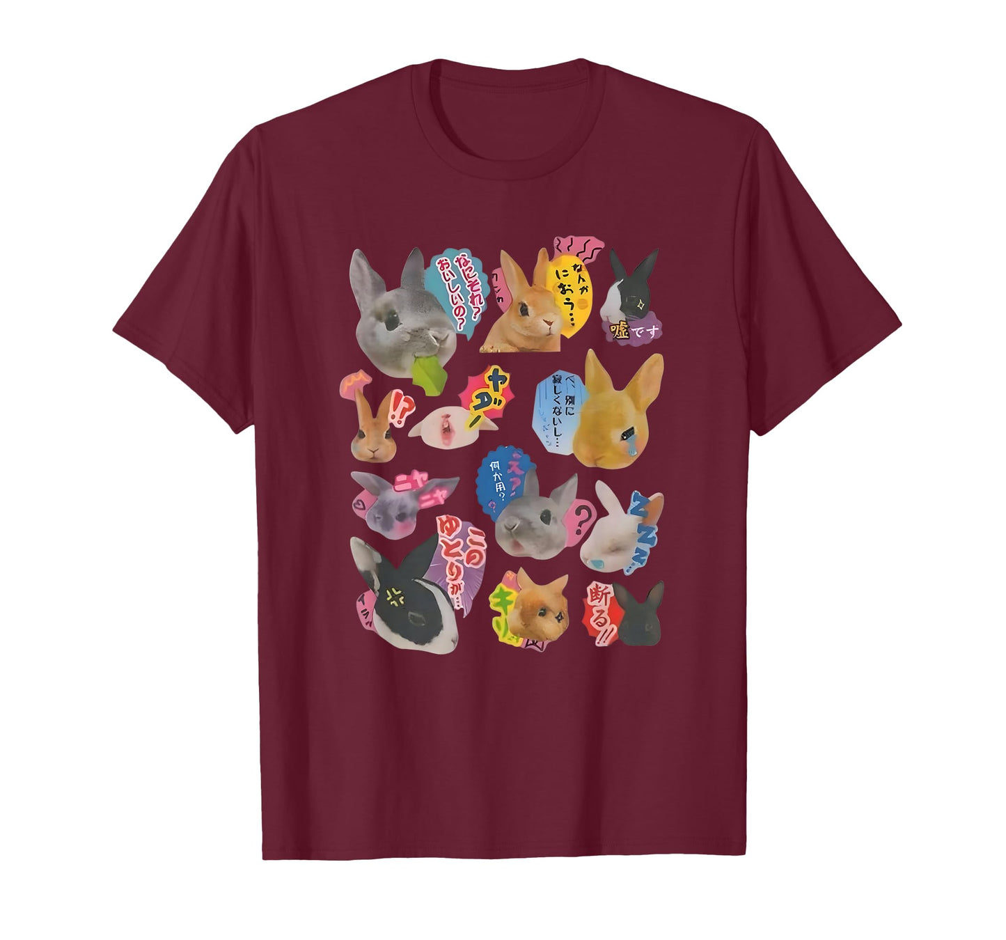 Y2K Bunny 90s Harajuku Japanese Sticker Bunny Meme Design T-Shirt