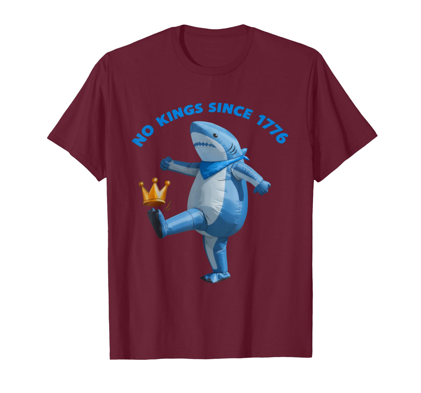No Kings Since 1776 Portland Shark Kicking Crown Retro T-Shirt