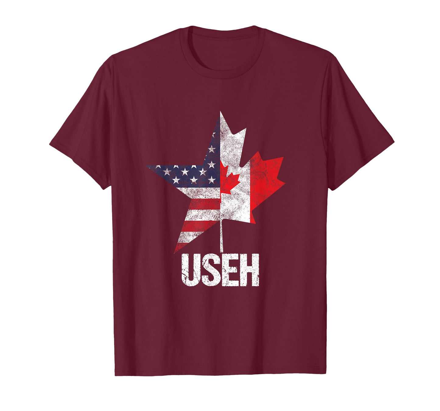 Half Canadian American USEH Canada USA Flag United States T-Shirt