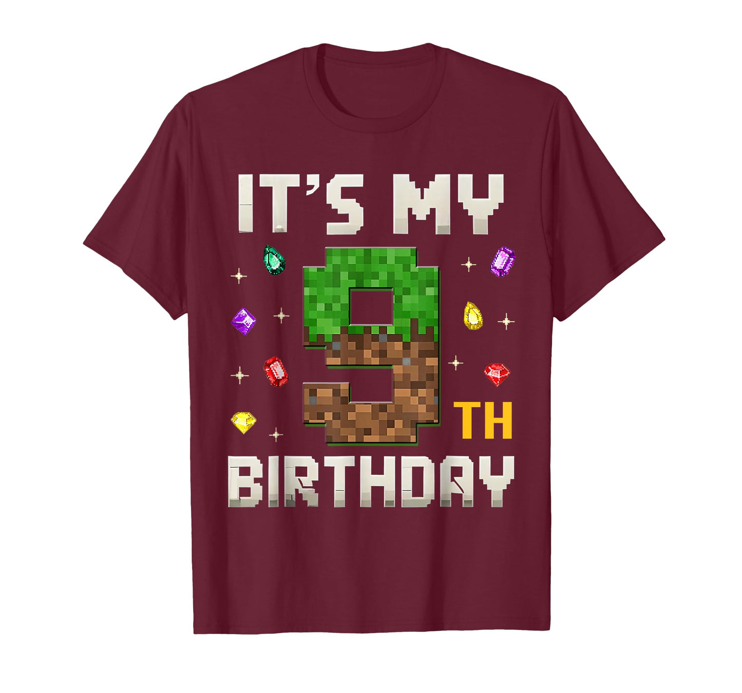 Boys Kids It's My 9th Birthday Video Game Pixel T-Shirt