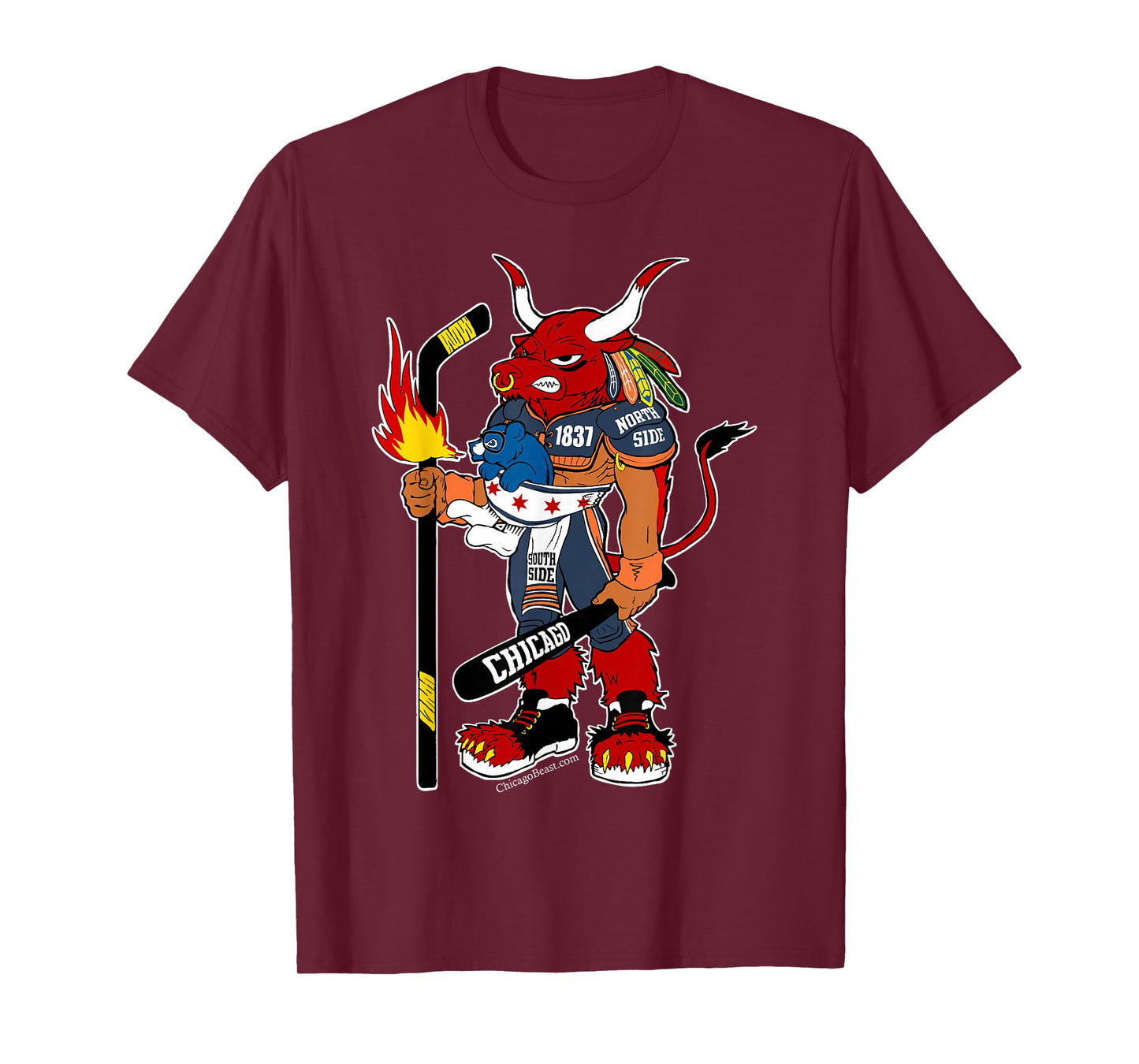 Creatureopolis Chicago Beast Black Cotton T-Shirt - Classic Fit, Round Neck, Short Sleeve, Adult Size