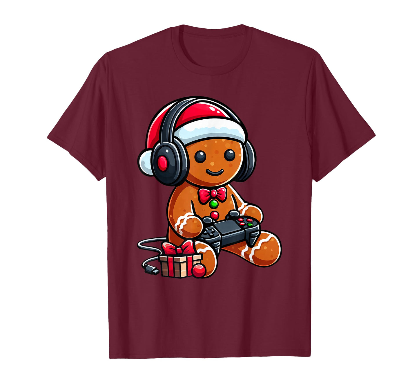 Funny Christmas Gamer Gingerbread Xmas Gaming Men Boys Kids T-Shirt